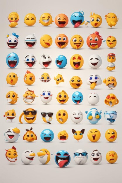 conjunto de pegatinas vectoriales 2d de cara emoji