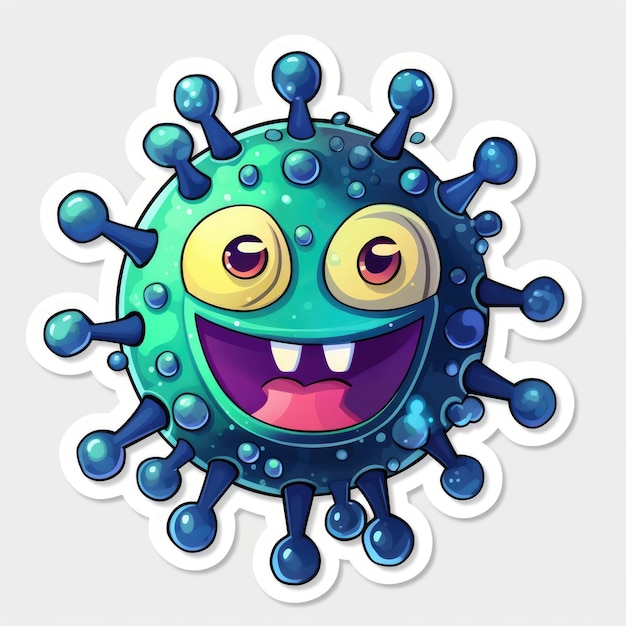 Foto un conjunto de pegatinas de virus y bacterias el logo del sol sonrisa cara buen humor brutalismo diseño moderno