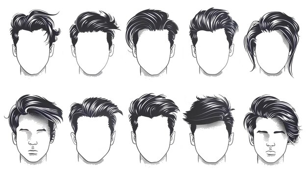 Foto conjunto de peinados de hombre de moda para diseñadores aislados en blanco