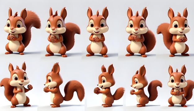 Conjunto de personajes 3D SQUIRRELL SQUIRELL