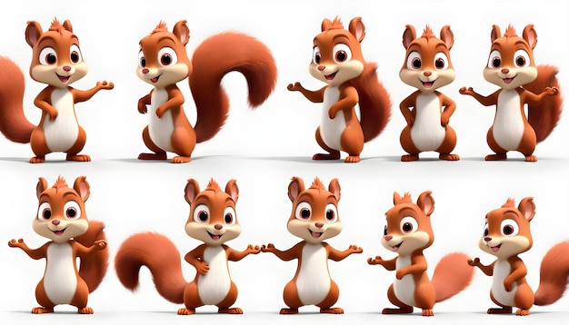 Conjunto de personajes 3D SQUIRRELL SQUIRELL