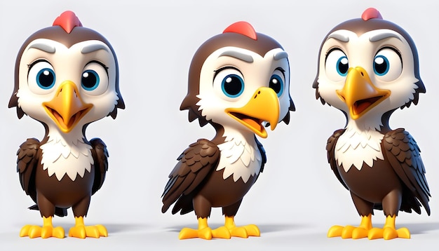 Conjunto de personajes de águila 3D