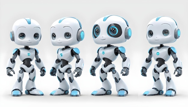 Conjunto de personajes robóticos 3D