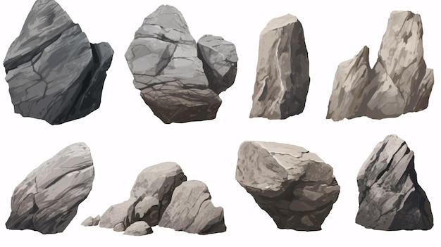 Conjunto de piedras o rocas aisladas sobre fondo blanco