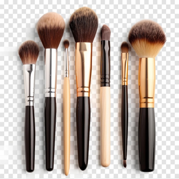 un conjunto de pinceles para maquillaje, incluido uno de color negro y marrón