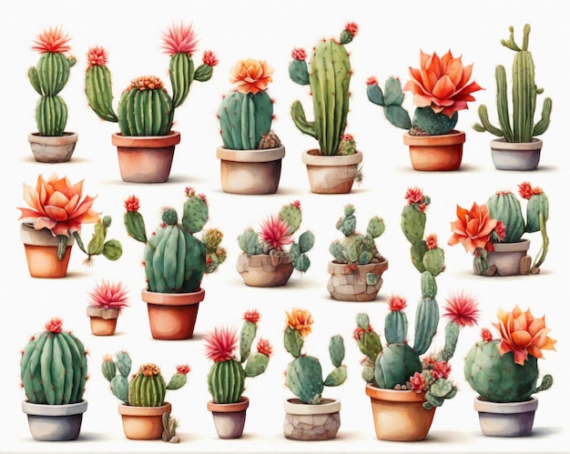 Foto conjunto de plantas de cactus mexicano para el cinco de mayo