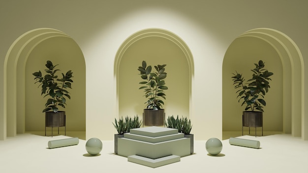 Un conjunto de plantas en círculo con una maceta en el medio.