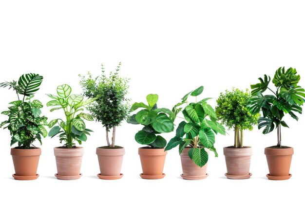 Foto conjunto de plantas de interior en maceta aisladas sobre un fondo blanco