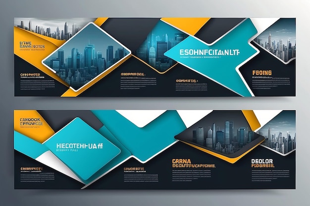 Conjunto de plantillas de diseño de banners web corporativos con lugar para fotos Diseño de anuncios comerciales de tamaño estándar