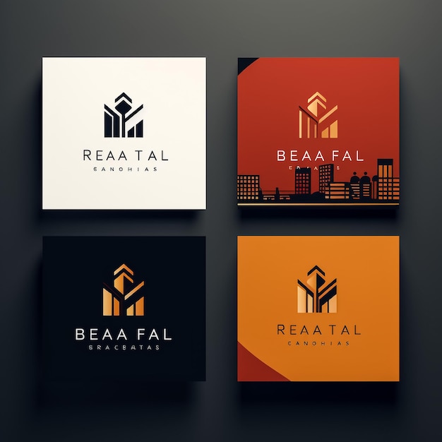 Conjunto de plantillas de diseño de logotipos inmobiliarios creativos de colección
