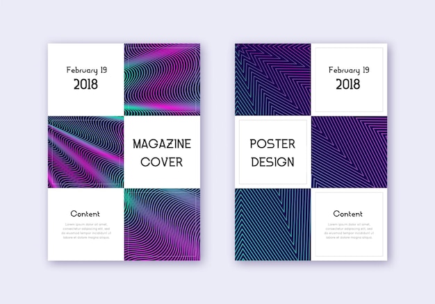 Conjunto de plantillas de diseño de portada empresarial Resumen de neón