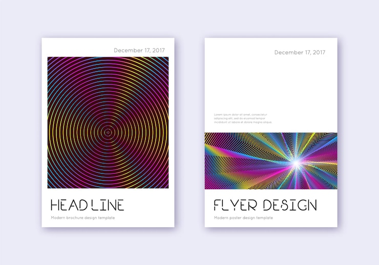 Foto conjunto de plantillas de diseño de portada mínima rainbow abstrac