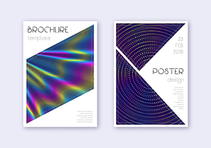 Foto conjunto de plantillas de diseño de portada triangular rainbow abstra