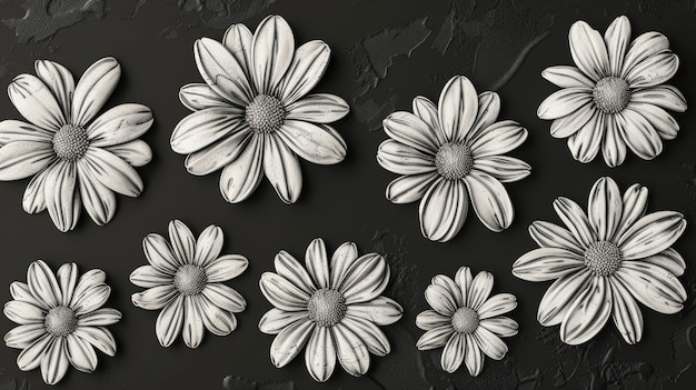 Conjunto de plantillas florales personalizadas con margaritas en estilo vintage