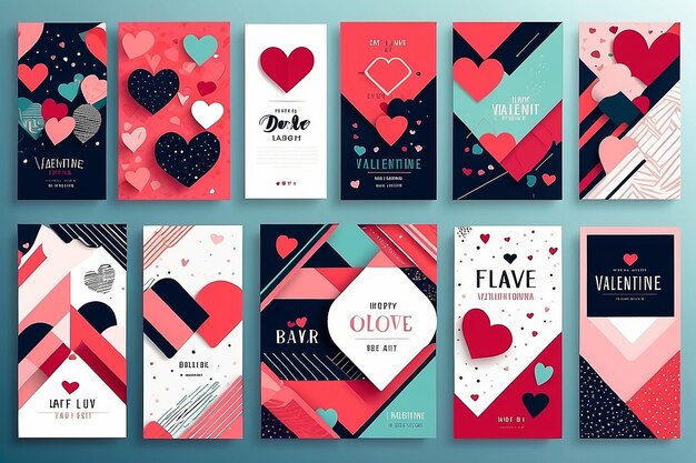 Conjunto de plantillas de promoción de ventas de etiquetas de portada de tarjetas de felicitación para el día de San Valentín