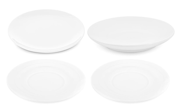 Conjunto de plato sobre fondo blanco.