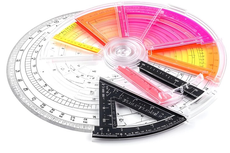 Foto conjunto de protractores y regla ilustración de herramientas de geometría