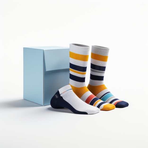 Conjunto de regalos de calcetines elegantes aislados sobre un fondo blanco IA generativa
