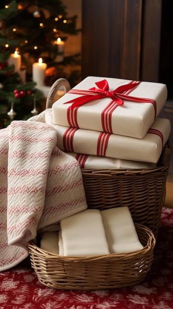 Conjunto de regalos de Navidad toalla de manta y textiles de decoración para el hogar como regalo de vacaciones para la cabaña de campo inglesa