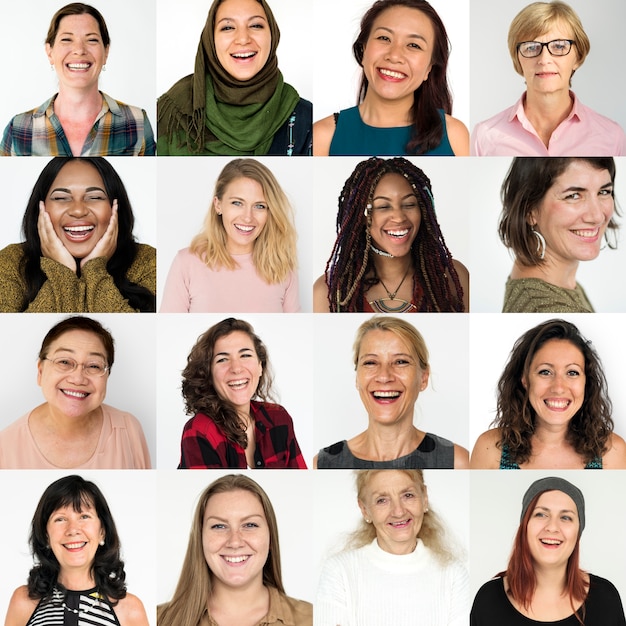 Foto conjunto de retratos de mujeres.