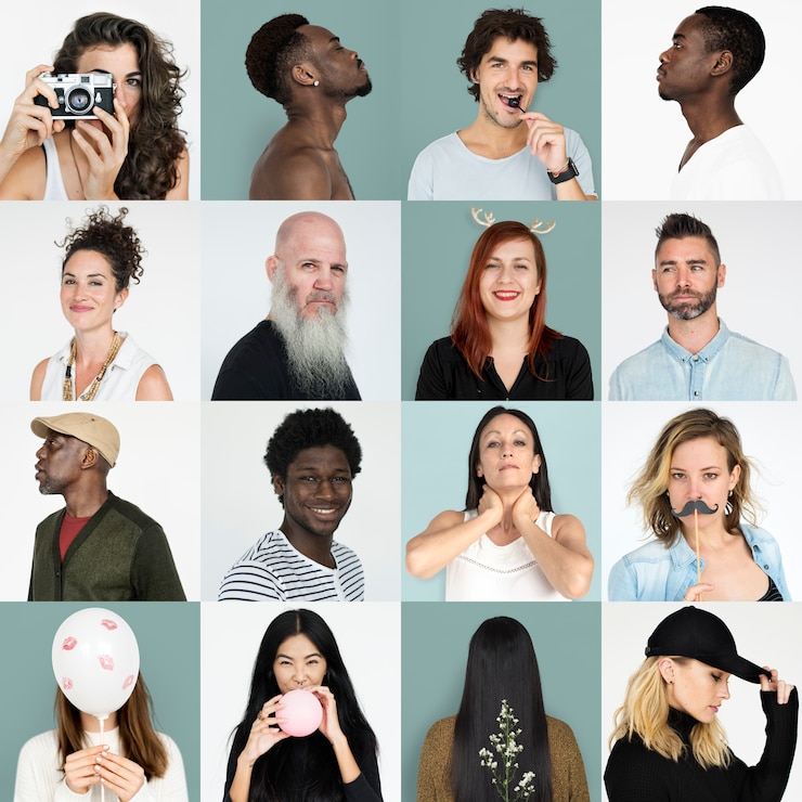 Foto conjunto de retratos de personas
