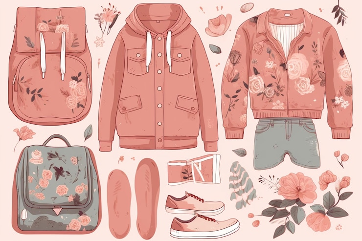 Foto conjunto de ropa de niña hipster de moda diseño de primavera
