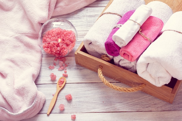 Conjunto rosa de accesorios de baño para SPA.