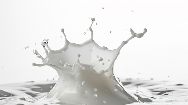 El conjunto de salpicaduras de leche y vertido de yogur o crema incluye Clipping Generative Ai
