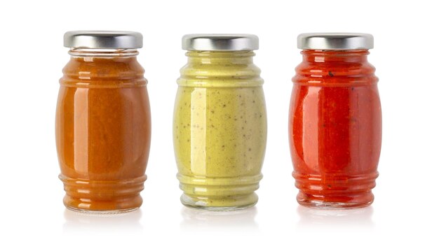 conjunto de salsas de BBQ en frasco de vidrio