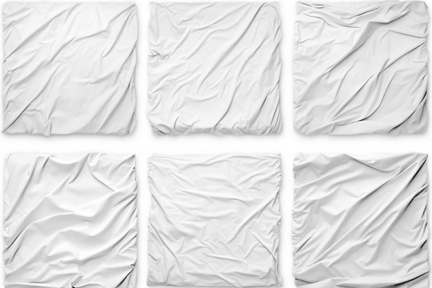 un conjunto de seis hojas de papel blanco sobre un fondo blanco