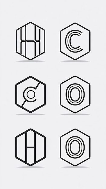 Conjunto de signos de iconos de logotipo de hexágono limpio