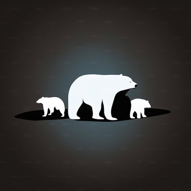 Foto conjunto de siluetas de osos sobre un fondo blanco