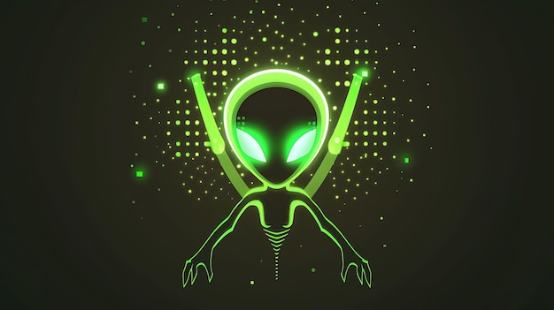 Foto conjunto de simple alien 8 bit pixel con antenas y ojos y geometría juego activo camiseta arte conceptual