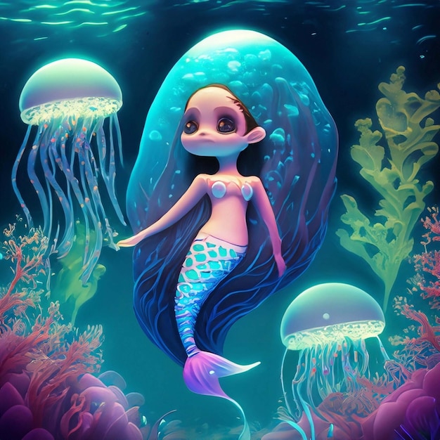 conjunto de sirenas linda sirena fondo transparente generado ai