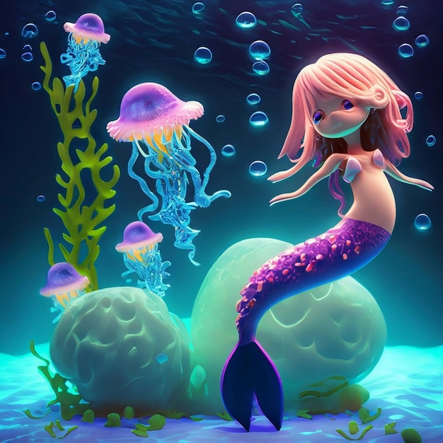 conjunto de sirenas sirena linda fondo transparente generado ai