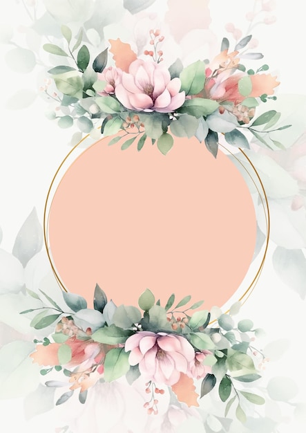 Conjunto de tarjeta con hojas de rosa de flores Concepto de adorno de boda Invitación de cartel floral Tarjeta de felicitación decorativa de vector o fondo de diseño de invitación