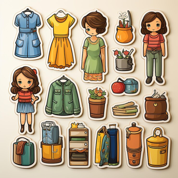 Foto conjunto de tarjetas adhesivas de la princesa de dibujos animados
