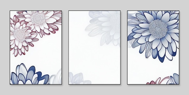 Un conjunto de tres decoración de pared de fondo abstracto pintura arte abstracto flores y plantas