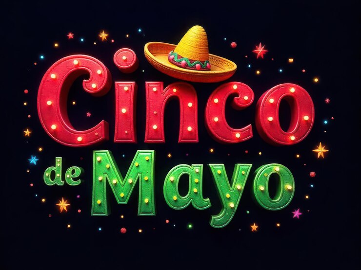 Foto conjunto de tres diseños de letras 39cinco de mayo39