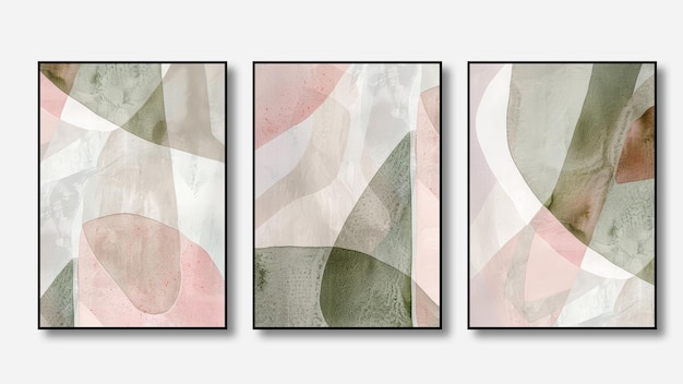 Conjunto de tres fondos abstractos decoración de ilustración de arte geométrico
