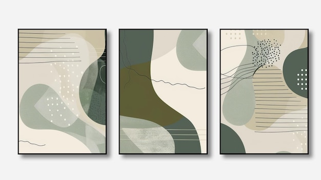 Conjunto de tres fondos abstractos patrones de arte geométrico ilustraciones decoración