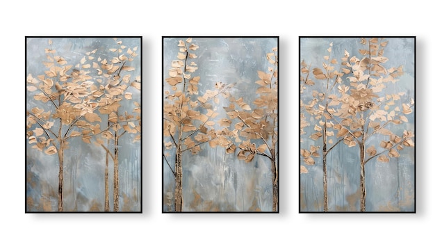 Conjunto de tres fondos abstractos Plantas bosques geometría arte texturas