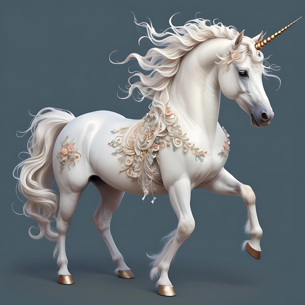 Conjunto de unicornios de caballo blanco