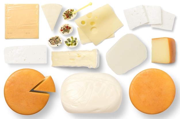 Conjunto de varios tipos de queso