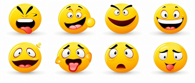 Foto conjunto de vectores de emoticones sonrientes sobre un fondo blanco