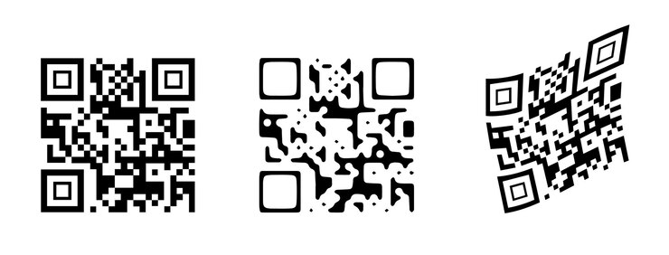 Foto conjunto de vectores de escaneo de código qr íconos de código de barras abstractos aislados en fondo blanco patrón codificado para