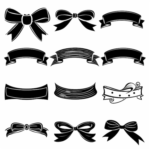 conjunto de vectores de ilustración de silueta de cinta vintage