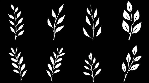 Conjunto de vectores minimalistas contemplativos de hojas de trigo blanco