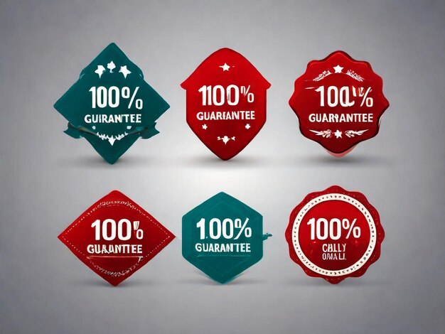 Foto conjunto vectorial de 100 etiquetas doradas de garantía