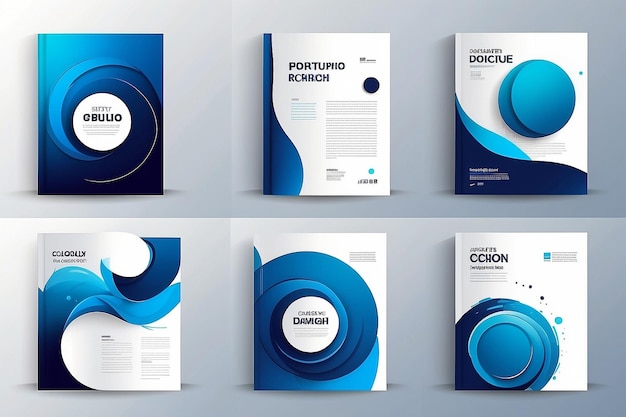 Conjunto vectorial de diseño geométrico de cartera Círculo de gradiente gráfico líquido azul abstracto